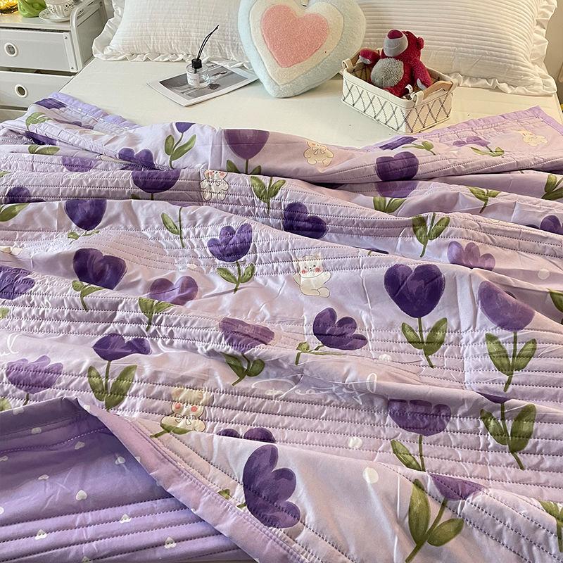 

1 шт. летнее одеяло, машинная стирка, полиэстер, одеяло с принтом мультяшных растений и животных для спальни, гостиной, офиса, комнаты для гостей 150cmx200cm