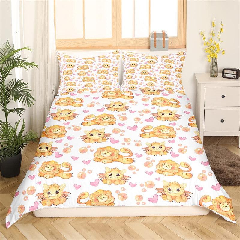 Kawaii Axolotl Bedding Set Queen For Girls Boys Teens Cute Cartoon Reptiles Animal Duvet Cover Galaxy Starry Sky Comforter Cover