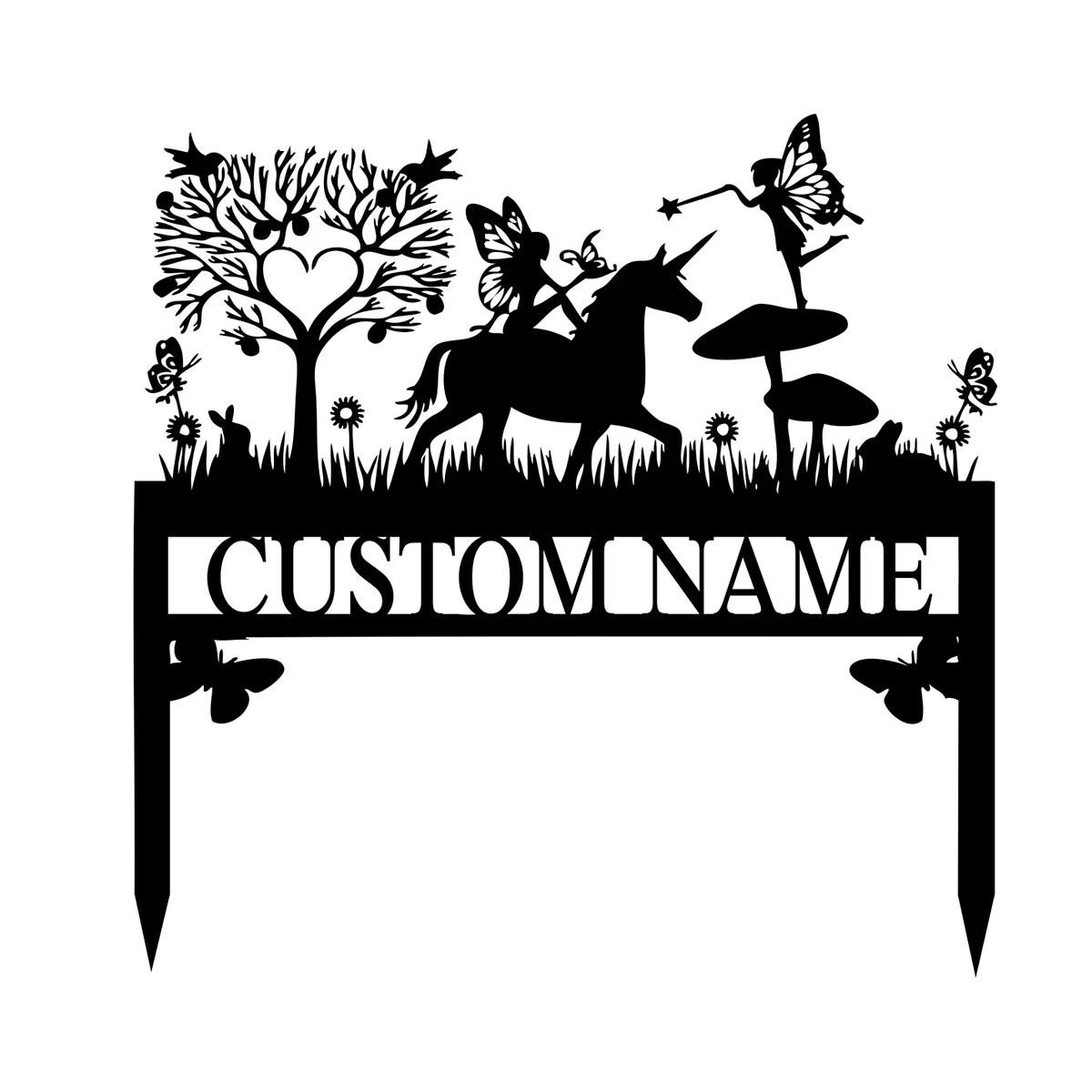 Metal Garden Sign,Fairy Garden Stake,Personalized Yard Decor,Flower Bed Ornament,Gardener Gift
