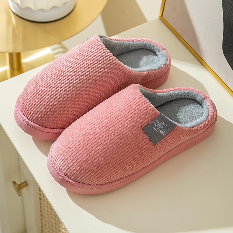 2025 new plush cotton slippers winter home indoor warm shoes non-slip thick-soled cotton slippers
