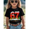 Children's clothing, fun Christmas pattern printed T-shirt, casual round neck short sleeved quick drying children's T-shirt