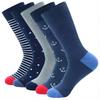 5Pairs Mens Fun Dress Socks Pattern Funny Socks Pack Colorful Striped Combed Cotton Novelty Socks Cool Breathable Casual Socks