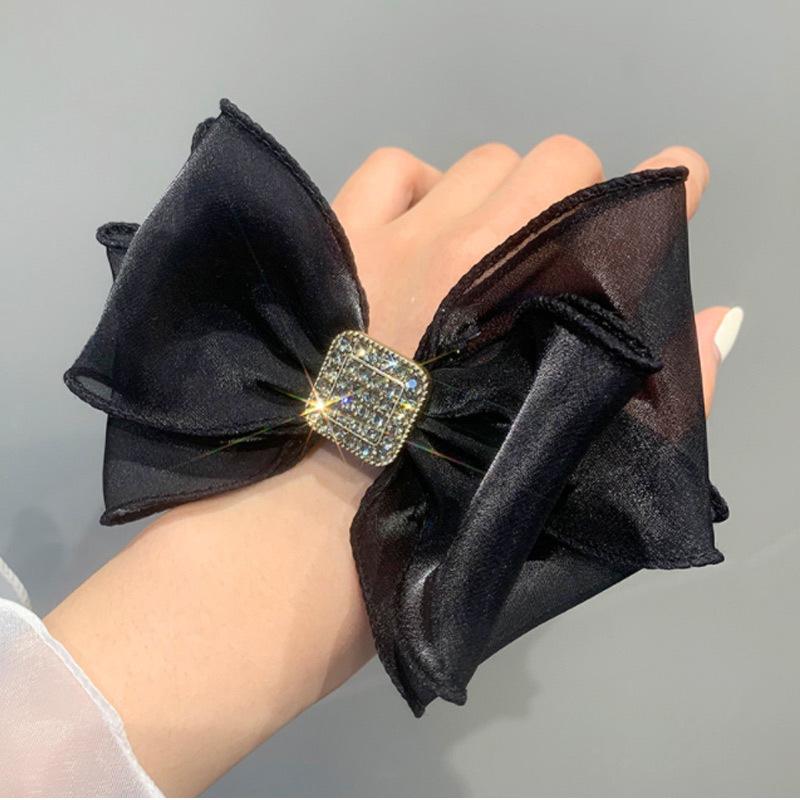 

Большая резинка для волос с бантом, повязка на голову с хвостиком, изысканная бриллиантовая женская и женская, красивая эластичная резинка для волос, головной убор, аксессуары, универсальный белый