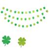 Four Leaf Clover Garland Banner Pre-Assembled Shamrock Signs Green Double-Sided Glitter Paperboard St Patricks Day