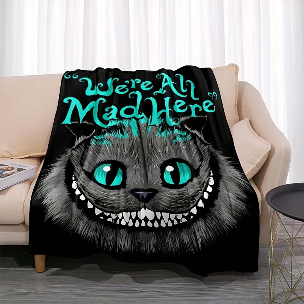Mad Hatter Cat Printed Blanket , Warm and comfortable throw blanket sofa bed sofa camping trip, the best gift.