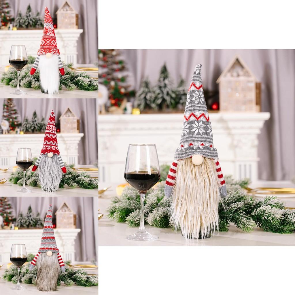 Knit Adorable Wine Bottle Cover Featuring Long Bearded Noface Design For Fun Festive