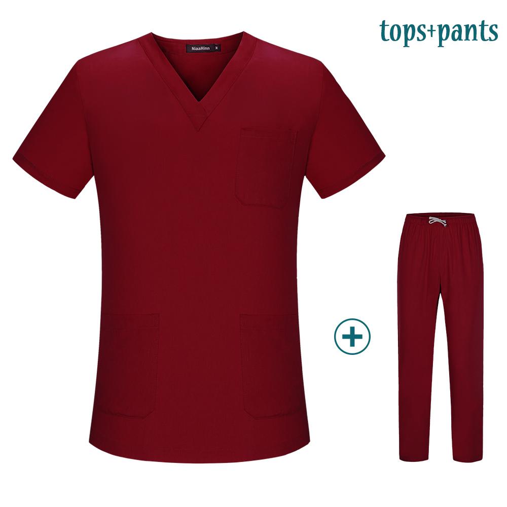 Niaahinn High Quality Spa Uniforms Unisex V-Neck Work Clothes Pet Grooming Institutions Set Beauty Salon Clothes Scrubs Clothes