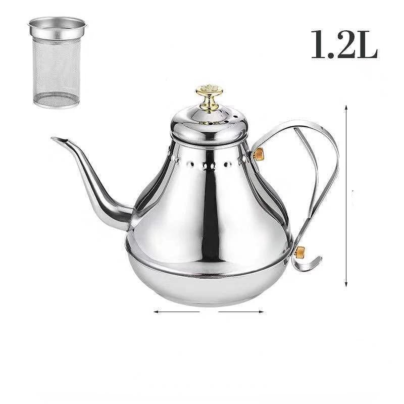 1,2/1,8 l nerezová odkapávací konvička na kávu Elegantní konvice s husím krkem s filtrem Indukční vařič Čajník Domácí restaurace Čajová konvice
