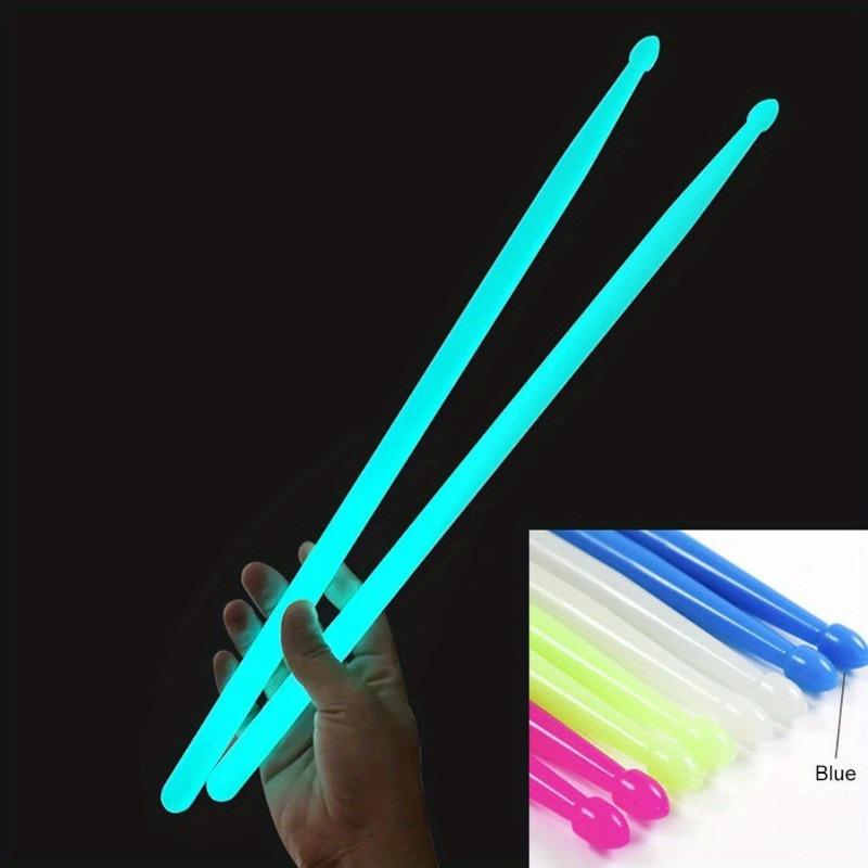 1 Pair 5A Luminous Drum Stick Jazz Drum Mallets Stage Colorful Nylon Luminous Drumsticks Beginner Drummers Gift