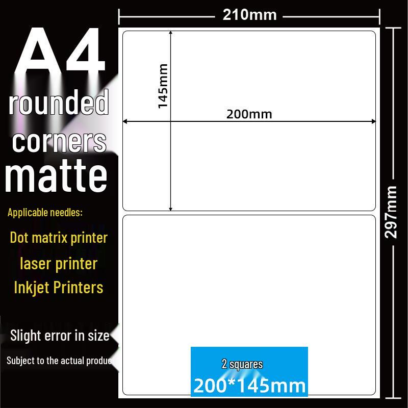 A4 Matte Self-Adhesive Printing Paper - 100 Sheets