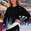 Women's Fashion Casual Long Sleeve Christmas Printed Round Neck Top Sweatshirt