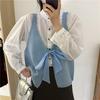 Reversible Bow Tie Sleeveless Knit Vest - Trendy Autumn Layered Look for Women