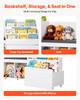 Kids Reading Nook, Wooden Storage Bench with Backrest, Kids Bookshelf & Toy Organizer, Large Toy Box Chest for Playroom, Living Room or Entryway, Easy