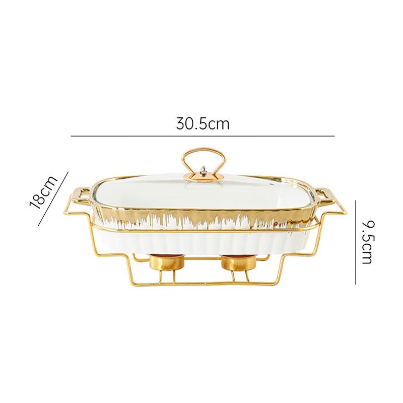 Qianxing Gold-Plated Ceramic Serving Pot with Lid