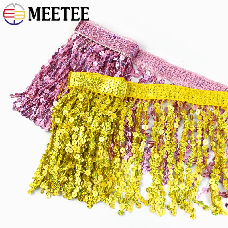 1-5M 16cm Meetee Sequin Tassel Fringe Latin Dress Lace Trims Ribbon Clothes Fringes Fabric Garment Crafts Sewing Accessories