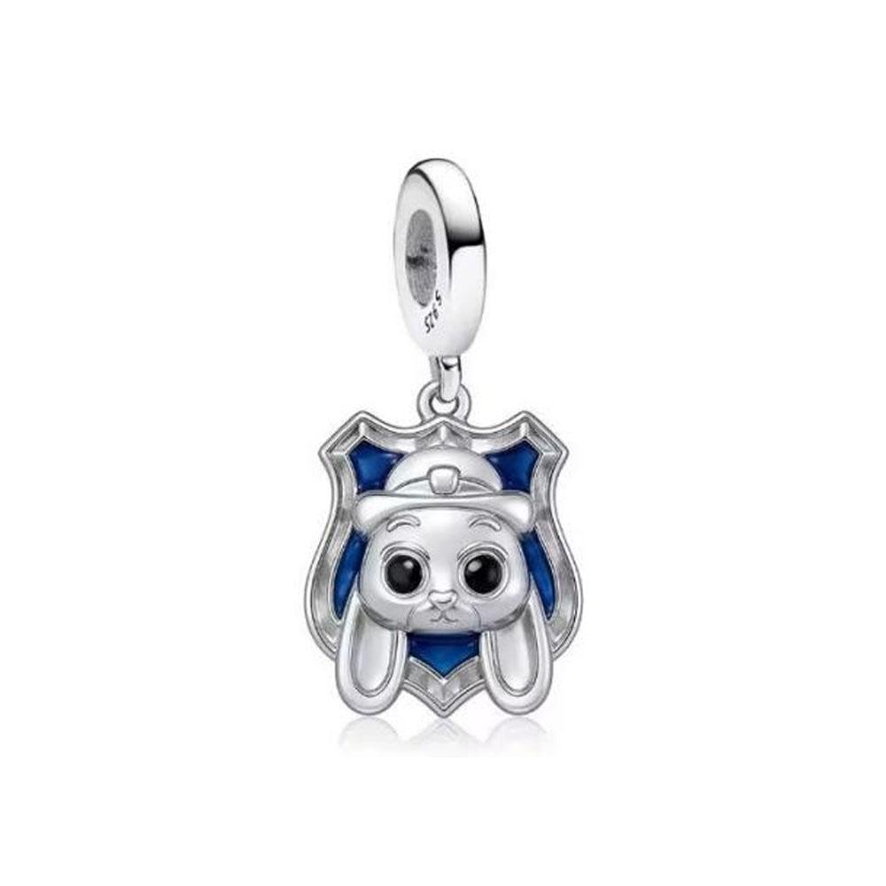 New Cute Blue Fox Rabbit Cartoon Necklace 925 Silver European Style Bracelet DIY Women's Charm Fashion Jewelry Gift
