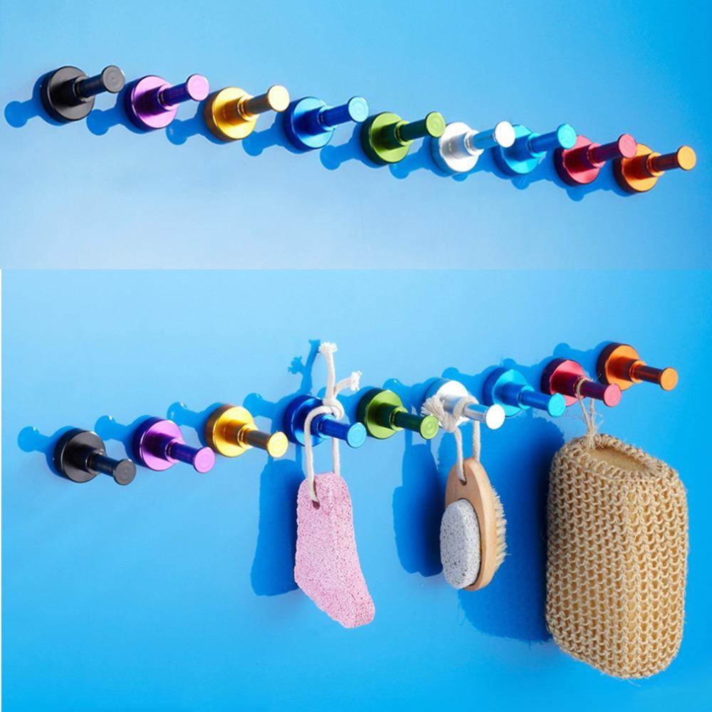 

Wall Diy Towel Hook Bathroom Kitchen Clothes Key Hat Bag Hanger Rack Holder Wall Mounted Top Random Color