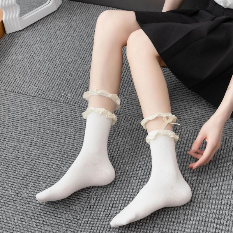 1 Pair Lace Ruffle Style Socks Cute Socks Girls Breathable Cotton Cute Lolitas Socks Sexy Womens Summer Short Thin Socks
