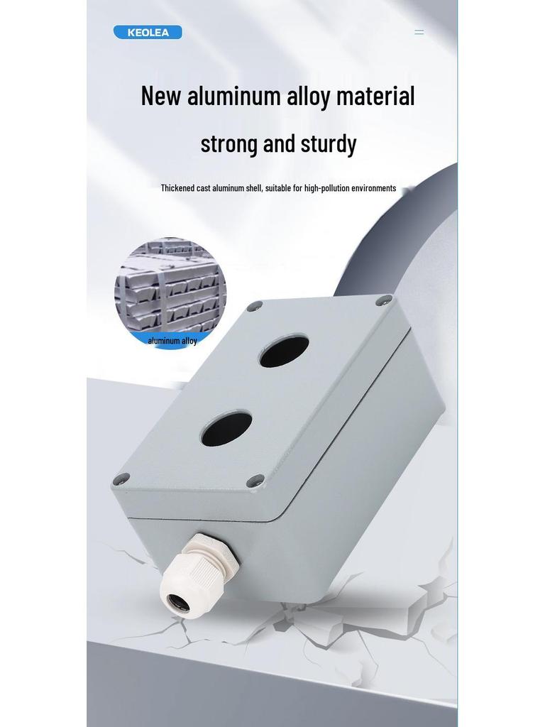 Waterproof Aluminum Emergency Stop Metal Button Box, 22MM, Impact-Resistant Empty Control Box