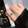 Elegant Faux Emerald Ring with High-Carbon Diamonds and Red Corundum Gradient
