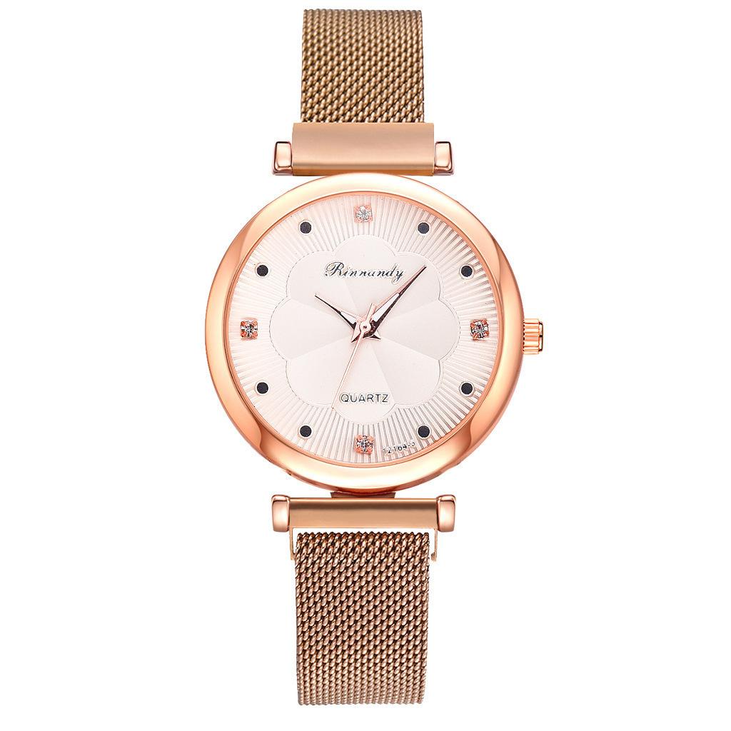 5Pcs/set Women's Simple Mesh Belt Magnet Quartz Watch + Bracelet Set Quartz Watch