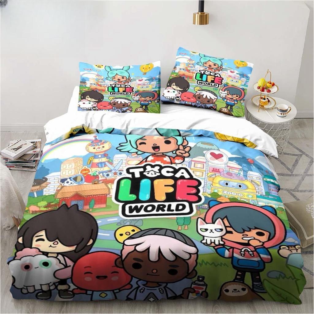 Novo jogo Toca Life World Conjunto de cama Escavadeira Lençol King Twin Double Conjunto de cama infantil Microfibra ou conjunto de capa de edredom de poliéster
