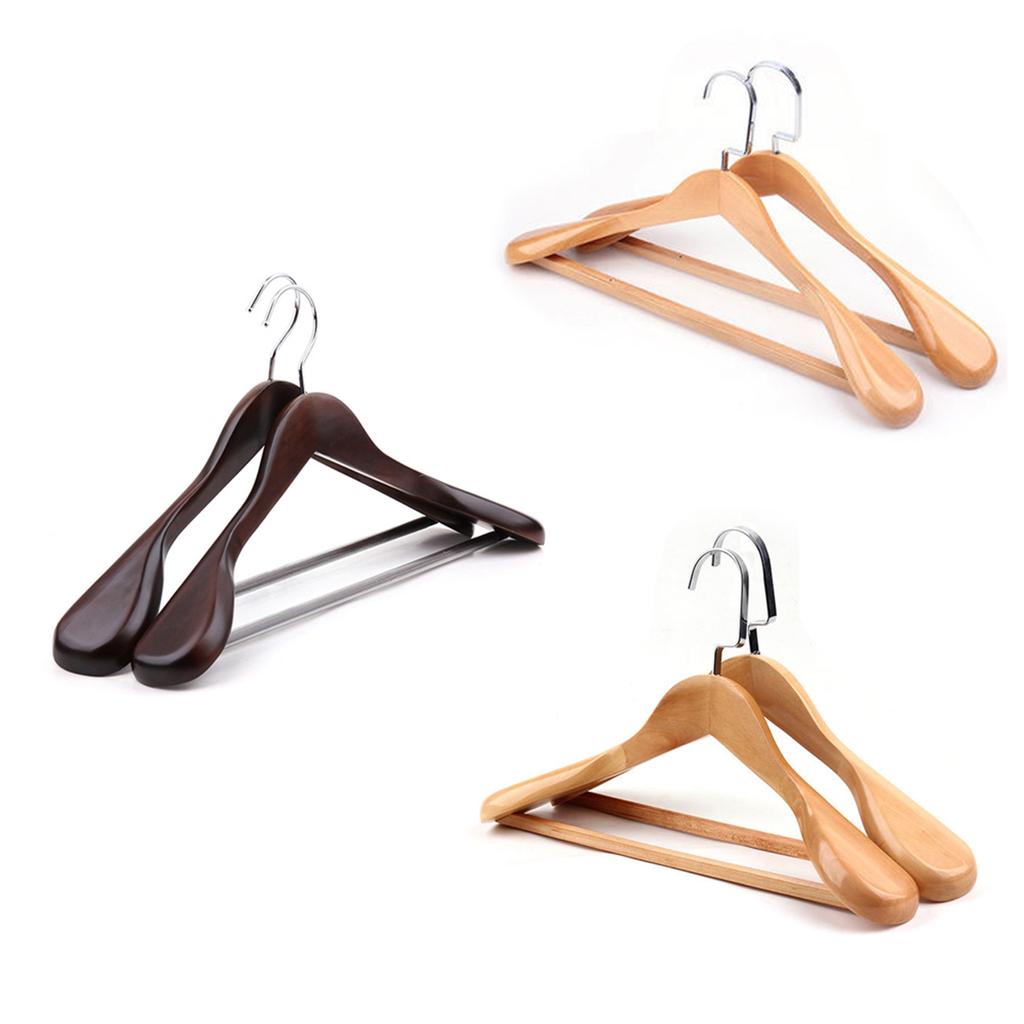 4 pièces Cintre en Bois Massif Haners Épaules Larges Cintre Manteau en Bois Antidérapant Costume Pantalon Vêtements Pour Placard Penderobes Ogazer