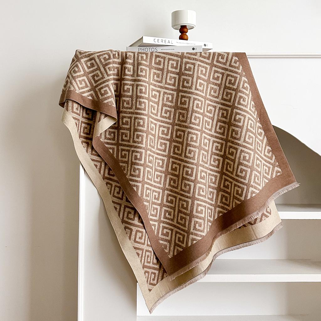 Women Winter Luxury  Imitation Cashmere Scarves Thick Warm Plaid Jacquard Soft Female Coldproof Bufanda Shawl Scarf
