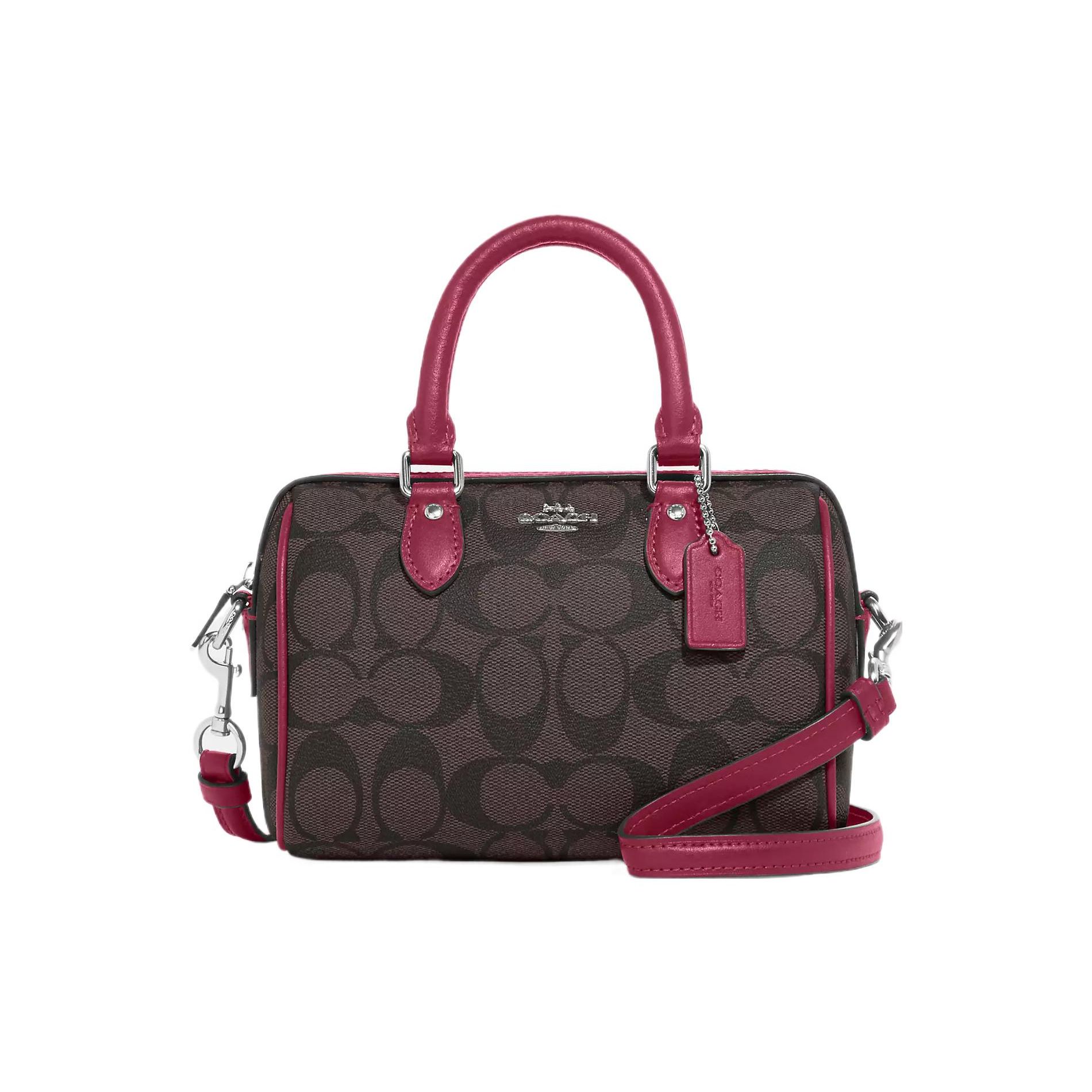 

Coach Rowan 18 Classic Monogram Card Slot Zipper Commuter Coated Canvas Smooth Leather Handheld Shoulder Crossbody Bag Small Women bags CH469-SVWGF Basic Set (Bag+Dust Bag)