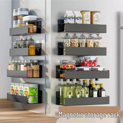 Magnetic Refrigerator Kitchen Shelf: No-Drill, Multi-Functional Spice Storage Rack