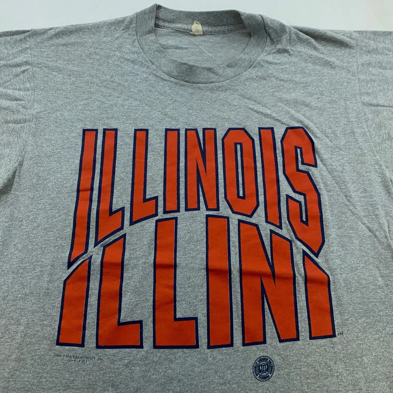 vintage 80s UNIVERSITY OF ILLINOIS FIGHTING ILLINI T-Shirt MEDIUM ncaa soft thin XL