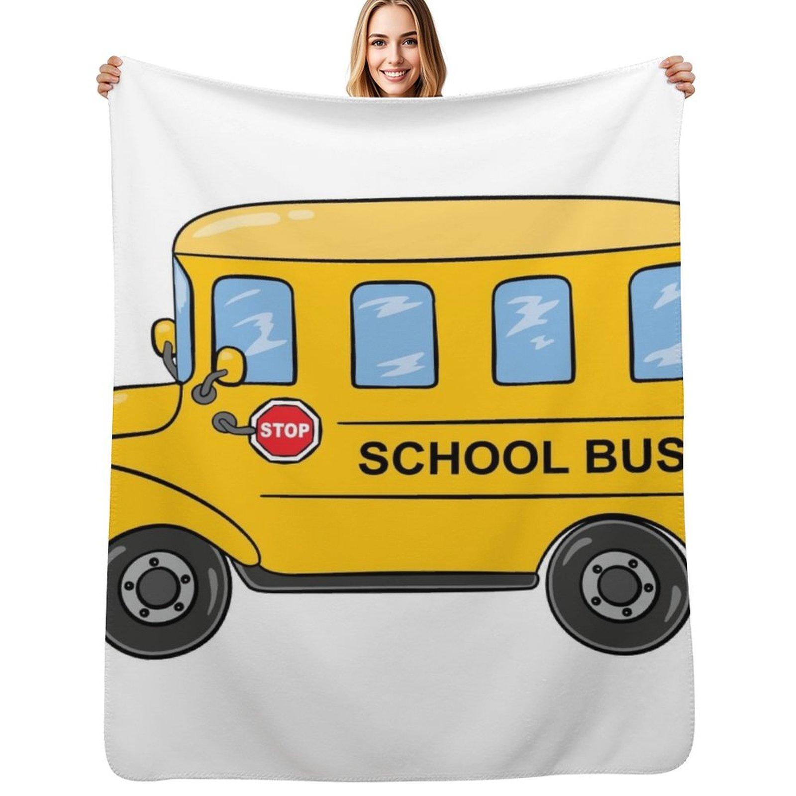 Yellow School Bus Throw Blanket Breathable Lightweight Blanket for Adults Kids Size: 75*100cm, Weight: 230 GSM