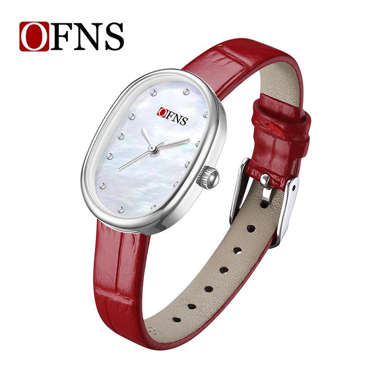 Elegant Mother-of-Pearl Waterproof Ladies' Quartz Watch, Simple Oval Design for Students