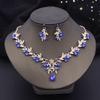 Luxury 3 Pcs Wedding Jewelry Sets for Women Dangle Earrings and Necklace Sets Bridal Costume Accessory