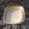 Bamboo Weaving Square Winnowing and Drying Basket Set: Hand-Woven Bamboo Sieve and Steamed Bun Basket.