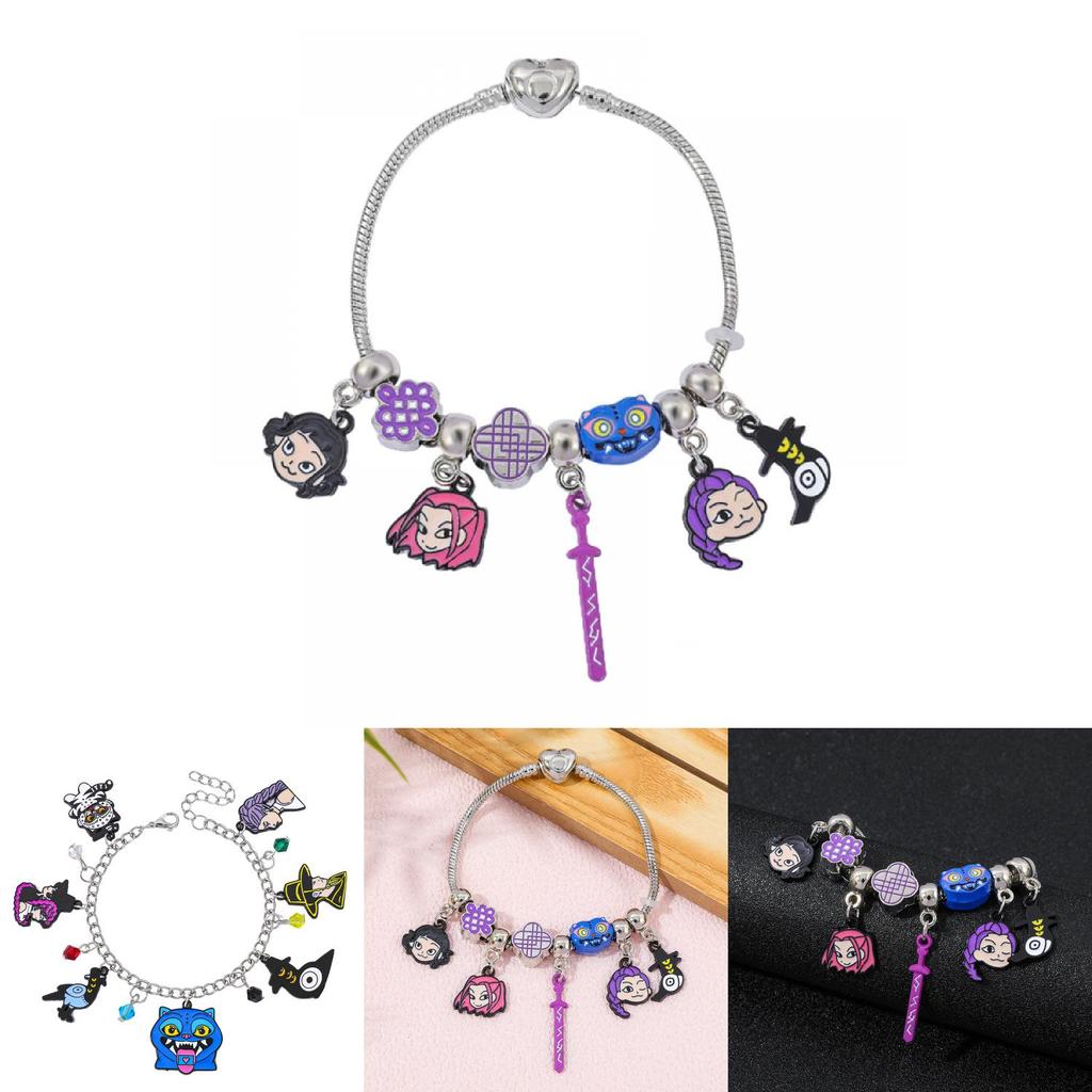 Kpop Demon Hunters Cartoons Bracelet With Alloy Beads For Gift Giving And Daily Wear