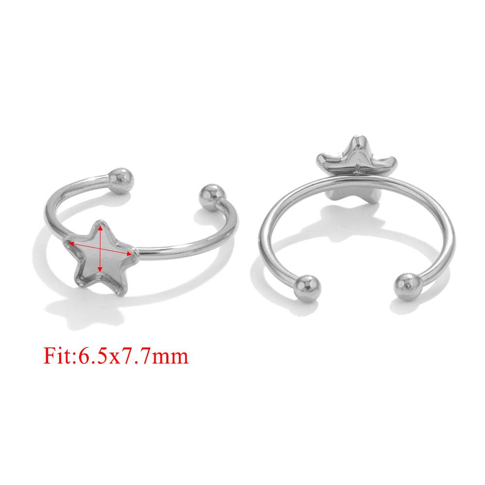 10 Stück Verstellbare Edelstahl Offene Ringfassungen Leere Basis Fassung Cabochon Ringe Für Schmuckherstellung DIY Fingerring Leere
