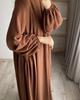 Elegant Solid Color Loose Pullover Dress for Muslim Women - Spring & Autumn Collection