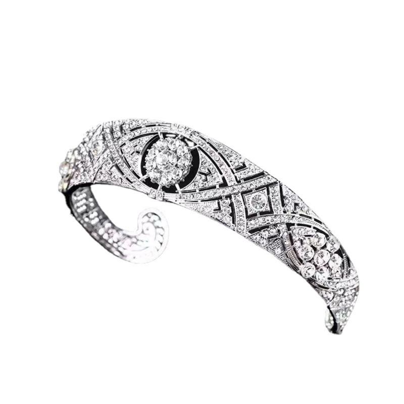 

Luxurious Silver Alloy Bride Crown with Sparkling Rhinestones Headband Headwear Suitable for Weddings and Engagements 1