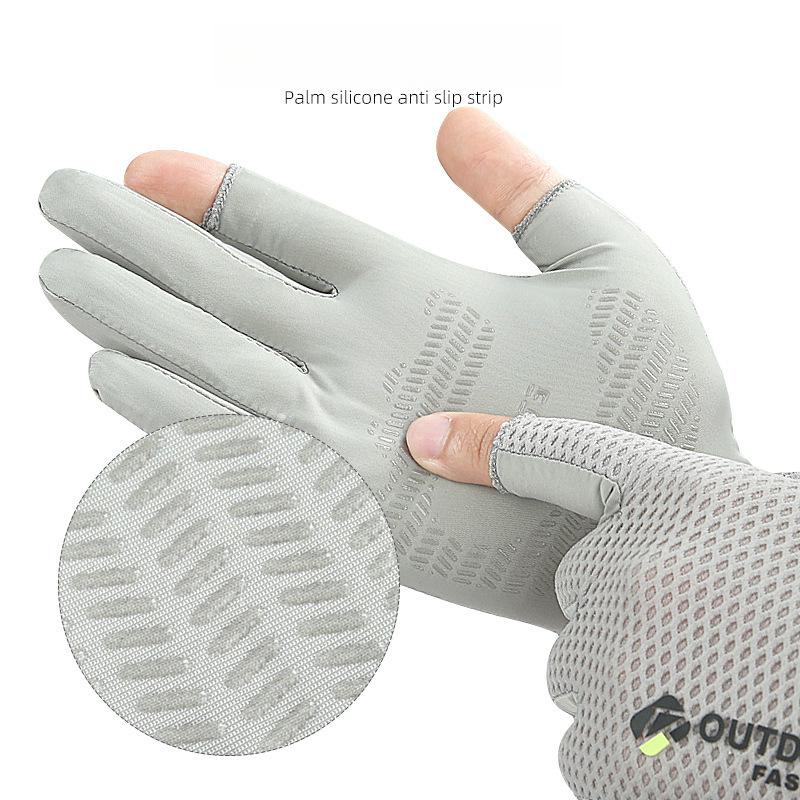Outdoor Rutschfeste Mesh Atmungsaktive Handschuhe Dünn Zwei-Finger-Freilegung Angeln Rutschfest Schnelltrocknend Radfahren Fitness Fahren Athlet