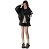 Autumn Korean Style Women's Brown Leather Motorcycle Jacket - 2025 New Spicy Cool Long Sleeve Loose Fit