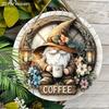 2D Flat Hanging Decorative Signs, Interior Wall or Door Decoration, the Pattern Is Dwarf and Coffee, Interesting Gifts for Family and Friends