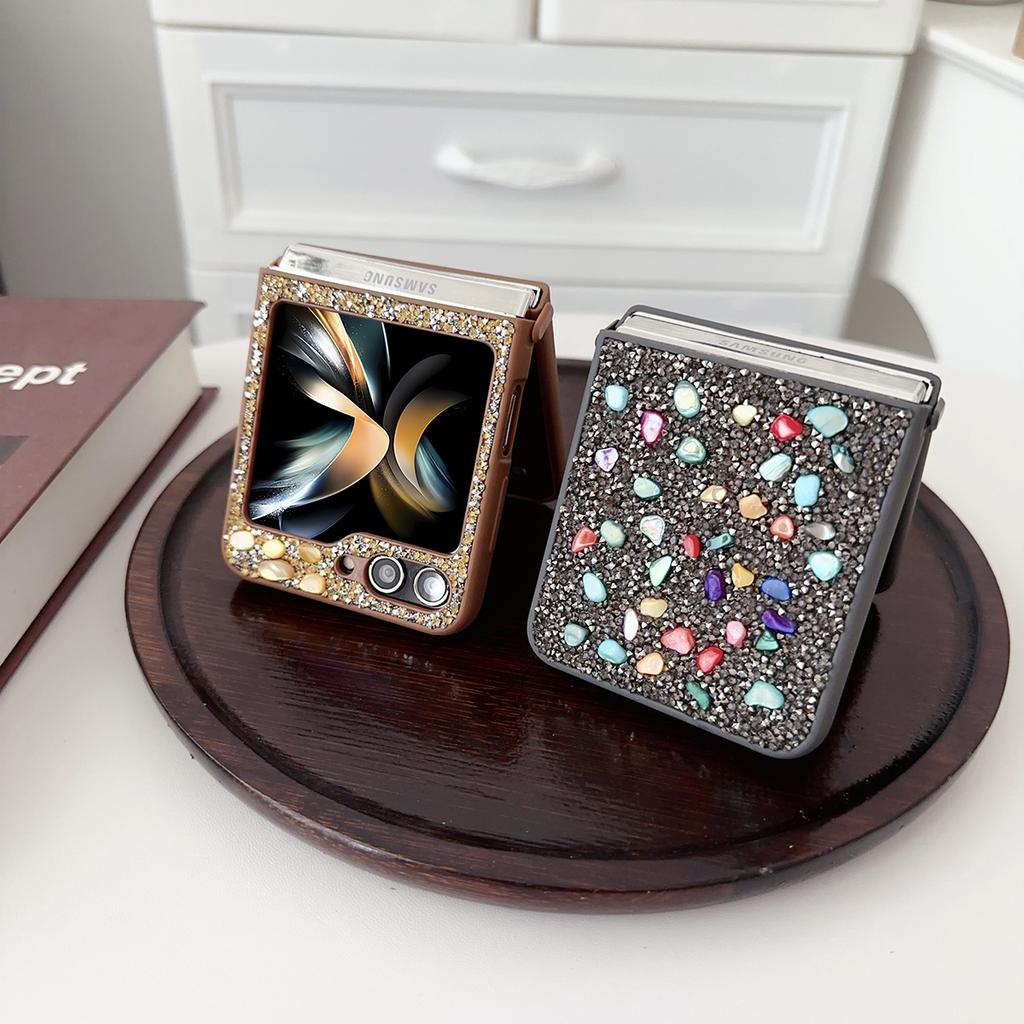 Sparkling Diamond Brilliant TPU Soft Edge Phone Case for Samsung Galaxy Z Flip 7 6 5 4 3 Flip7 Flip6 Skin Feel Protective Cover