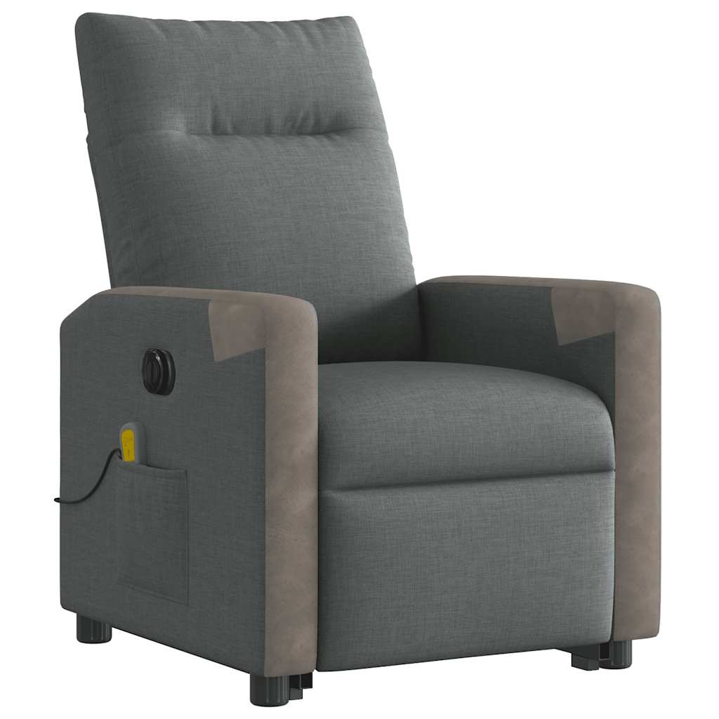 Electric Massage Chair with Lift Assist Dark Grey Fabric
