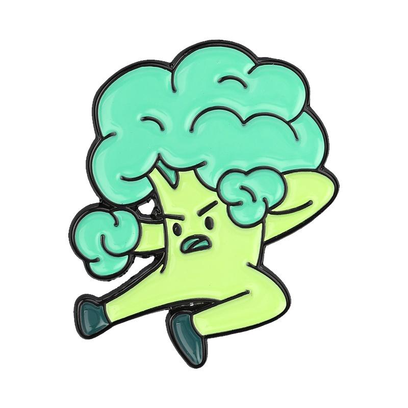 Funny Vegetable Enamel Pins Cute Duck in Cabbage Muscle Bitter Melon Broccoli Tomato Cucumber Brooches Lapel Bagde Jewelry Gifts