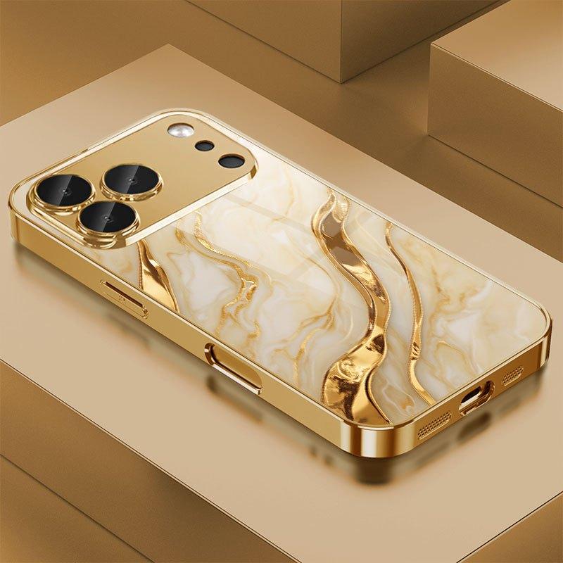Gold Marble Swirl Pattern For iphone 17 case fashion phone cases Glass Phone Case for iPhone 17 16 15 14 13 12 11pm Pro Plus iPhone 11 Pro Max