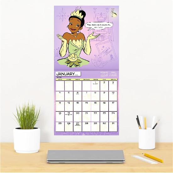 Disney Princess Calendar 2026 - Deluxe 2026 Princesses Wall Calendar Bundle with Over 100 Reminder Stickers Featuring Ariel, Belle, Cinderella, More