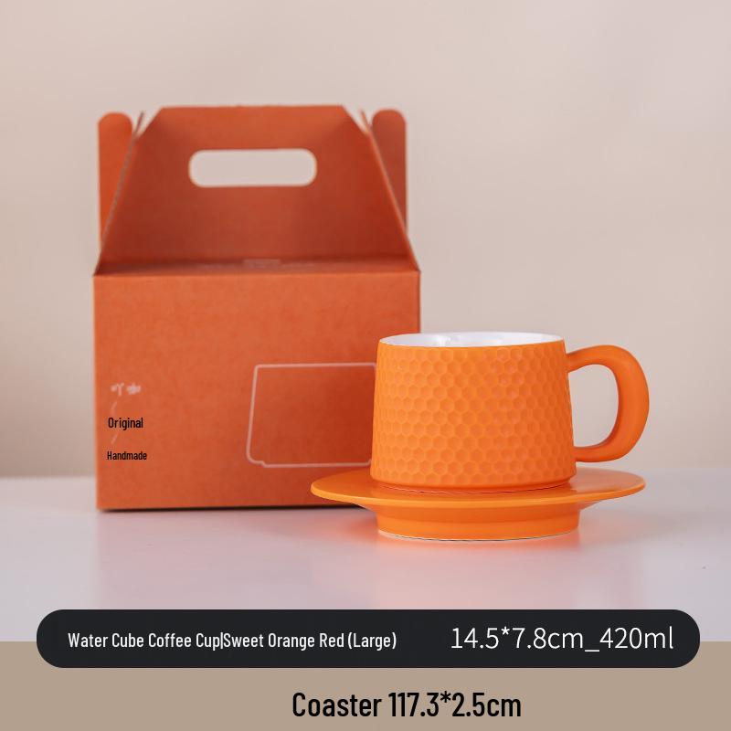Minimalist Ceramic Coffee Cup & Saucer Set - Light Luxury for Home or Office