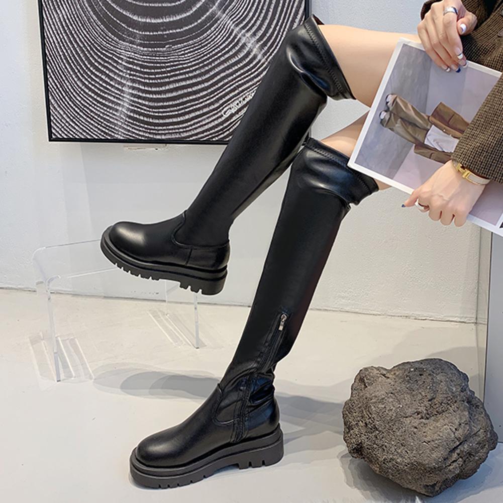 

Fashion Design Skidproof Sole Cosy Chunky Heels Fashion Stylish Leisure Cool Winter Over The Knee High Boots Shoes Women 43 чёрный