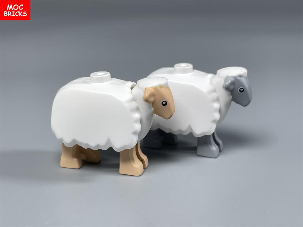 MOC Bricks Cute Sheep Goat Shed Sheepfold Animal DIY Farm Grassland View Building Blocks Accessories Children's Toys Gifts